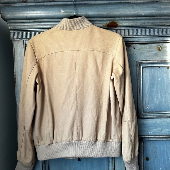Vince Beige Lamb Leather Bomber Jacket Size S - Picture 7 of 8